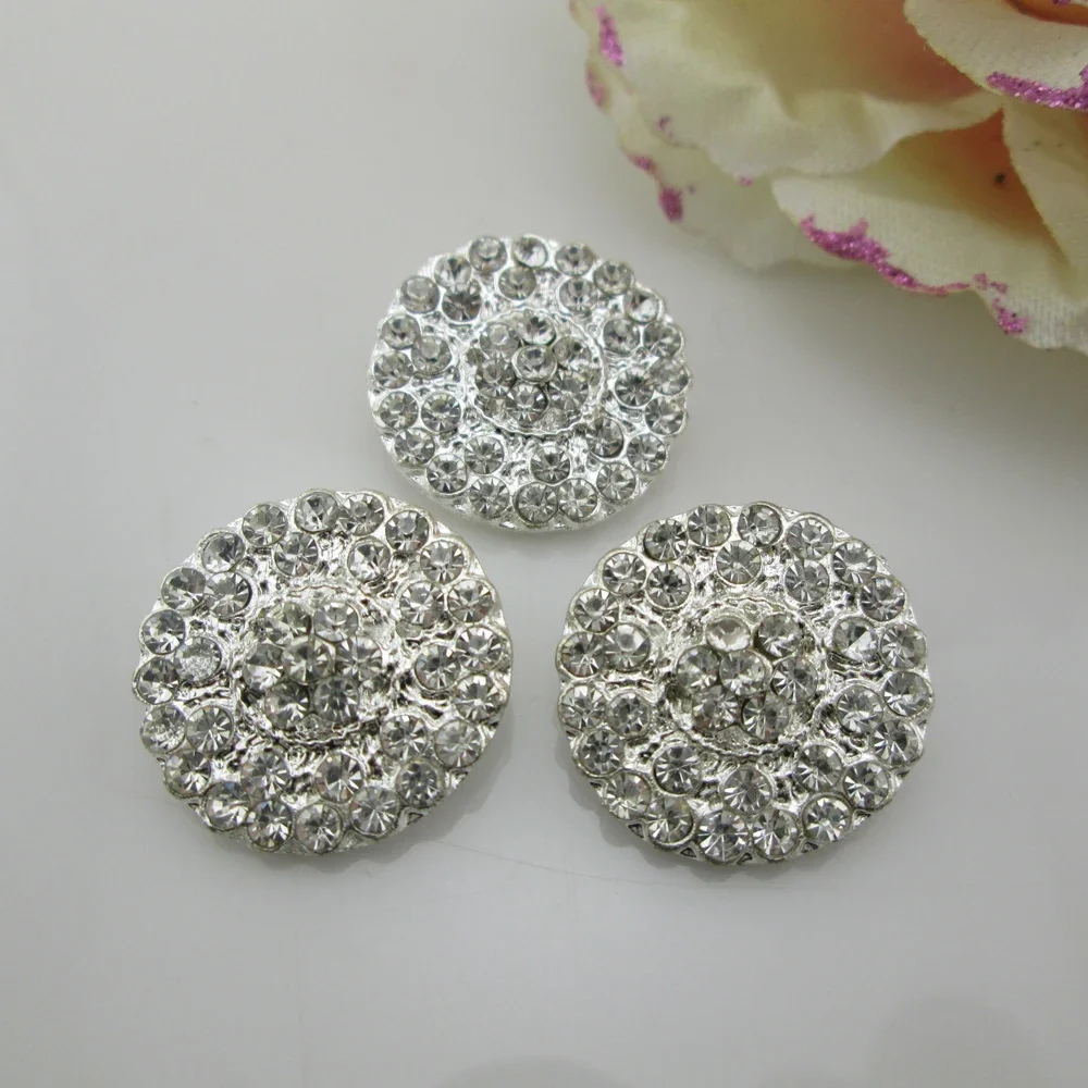(BT78 20 mm) 5 stuks sprankelende ronde metalen knopversiering schacht voor kledingaccessoire