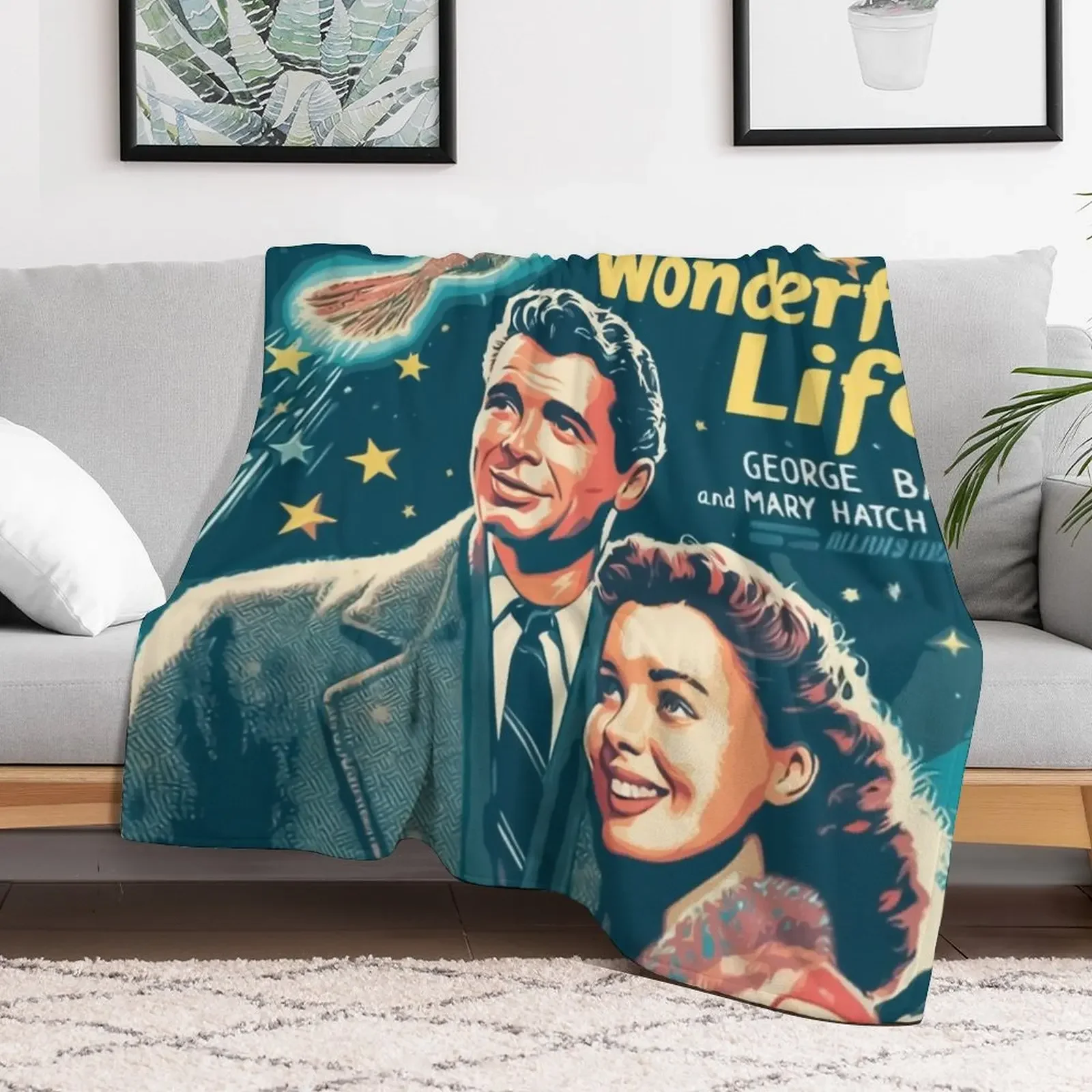 It's A Wonderful Life - Christmas Movie Every Time A Bell Rings An Angel gets its wings Vintage Throw Blanket Flannel Blankets