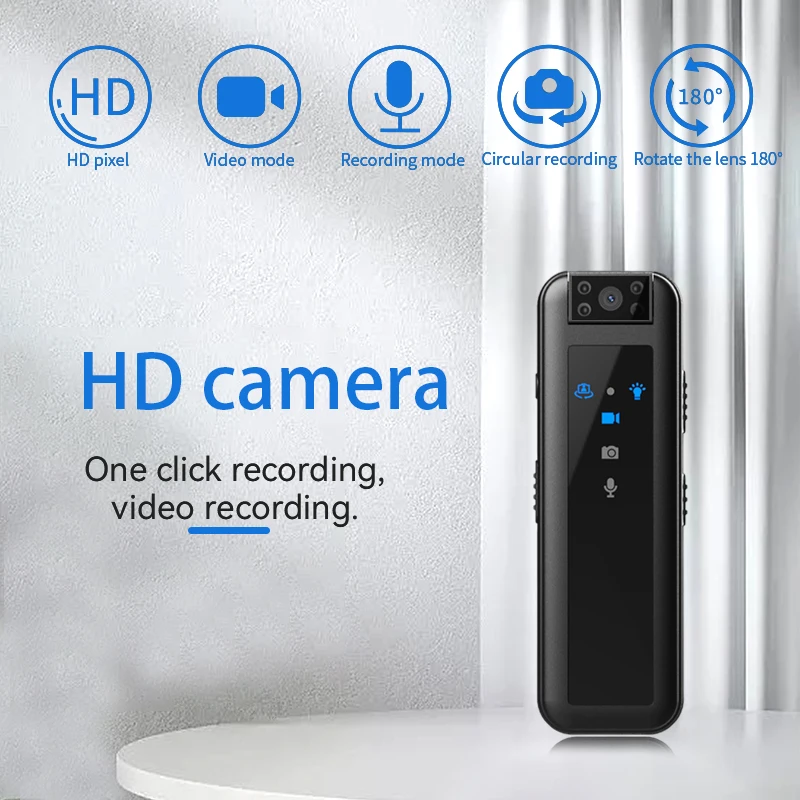 HD 1080P Portable Back Clip Camera Mini DV Police Recorder 180 degree Rotating Lens Infrared Night Vision Recorder