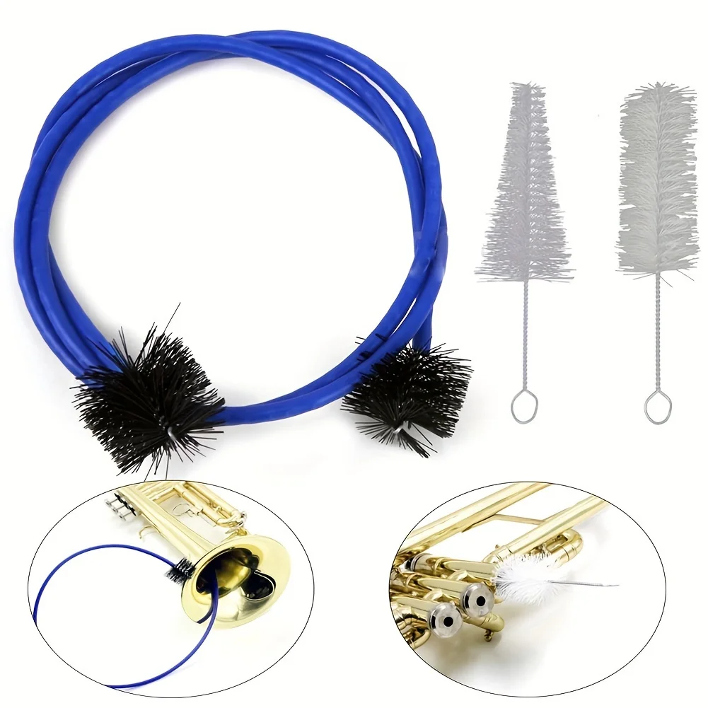Trumpet Cleaning Brushes Snake Brush Cleaning Kit Mouthpiece Cleaner Valve Casing Brush for Musical Instrument Maintenance Care