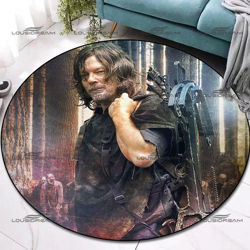 Round Popular American TV Series Carpet The Walking Dead Daryl Dixon Pattern Series Rugs Indoor Home Decor Mats Seat Sofa Mats