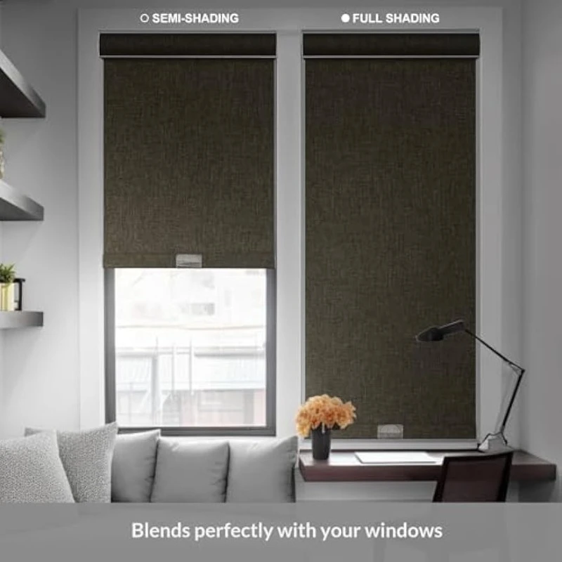 Blackout Roller Shades for Windows,Cordless,Linen Fabric,Roller Blinds,Thermal Insulated Fabric UV Protection