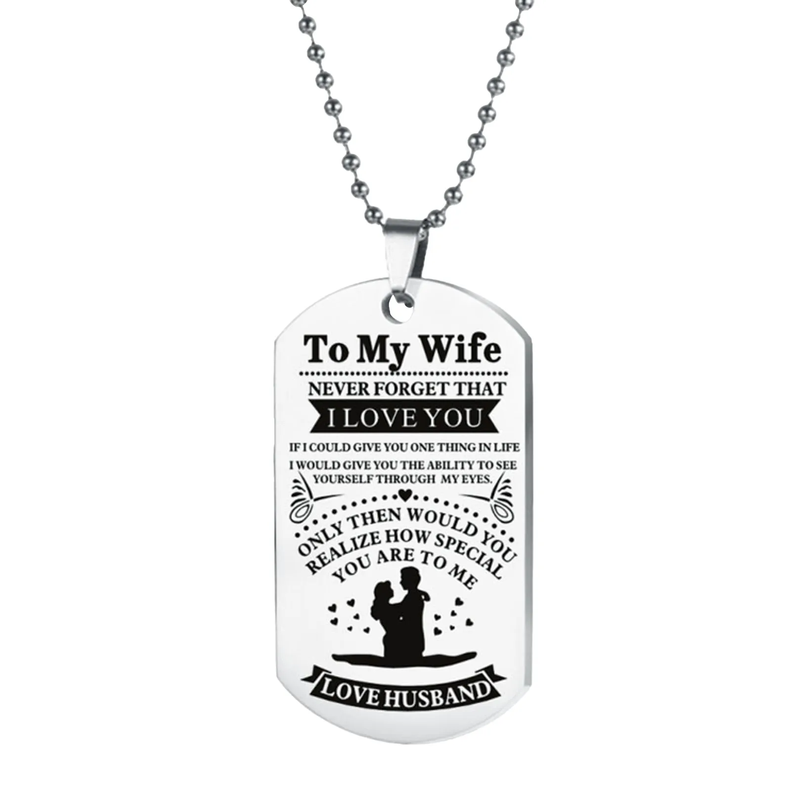 Valentine'S Day Jewelry Stainless Steel Tag Necklace To My Wife Alphabet Military Tag Pendant Keychain товари для дому 2024.00