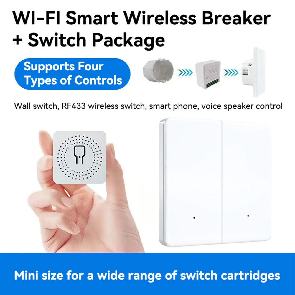 Voice Control Module WiFi RF433 Smart Switch WiFi Direct Connection True Remote Control RF433 Remote Included Gray
