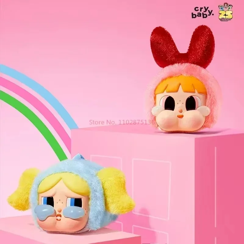 Crybaby powerpuff meninas série caixa cega rosto de vinil brinquedo de pelúcia decoração caixa misteriosa figuras de ação bonecas brinquedos da moda