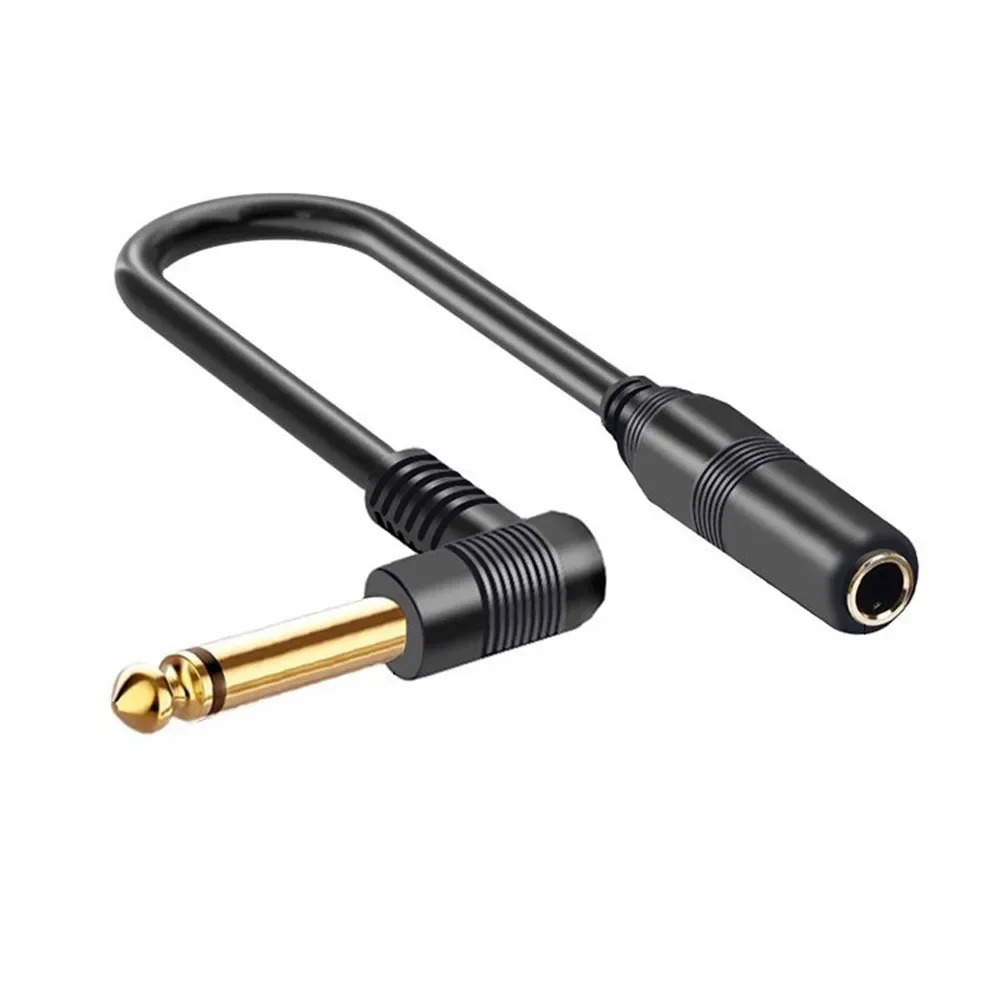 5M 3M 0.1M Right Angle 90 Degree 6.35mm Male to Female Extension Audio Cord TRS Mono Jack TRS Stereo Cable for Guitar Bass Mixer