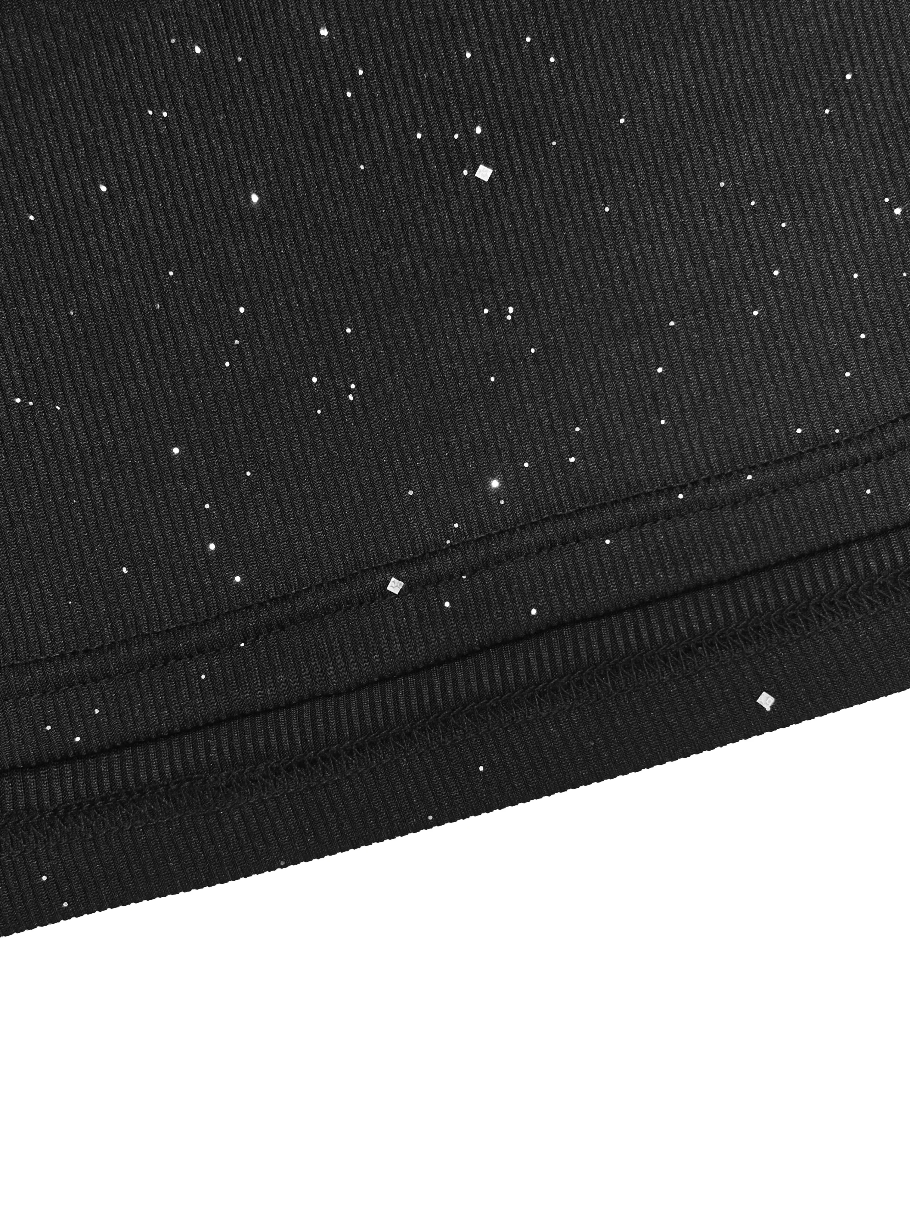 فستان نسائي مثير بياقة واقفة كيب قصير مزين بالترتر المتألق وحفلات النادي الليلية مناسب لخريف وشتاء أنيق