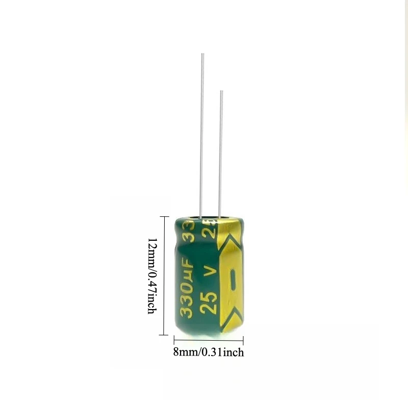 

200pcs 25V 330uF Electrolytic Capacitor High Frequency Low ESR Long Life High Temp 8x12mm for Power Supply