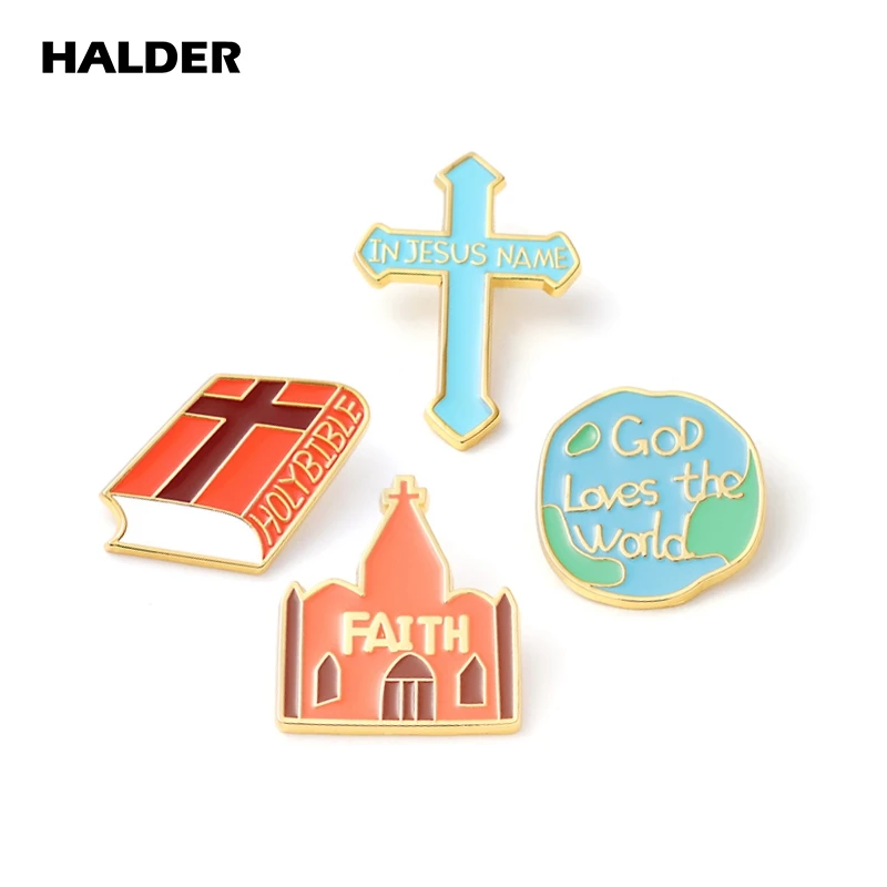 HALDER Jesus Pin Saint Christian Brooch Faith Enamel Pin For Backpack Costum Cross Badge Jewelry Accessories Gift for Friends