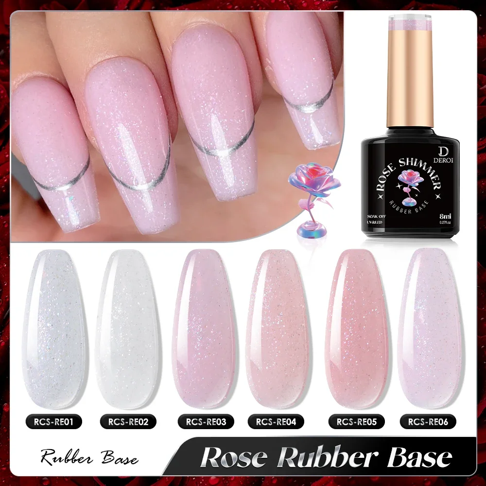 DEROI Natuurlijke Roze Rubberen Basis Top Coat UV Gel Nagellak Semi Permanente Naakt Jelly Gel Losweken Manicure voor Nagelaccessoires