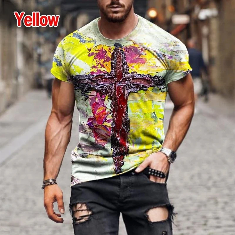 Men/women Fashion Christian Cross Jesus Printed 3D T-shirt Oversized Tee Shirt Casual Vintage Hip Hop Short Sleeve Mens Clothing