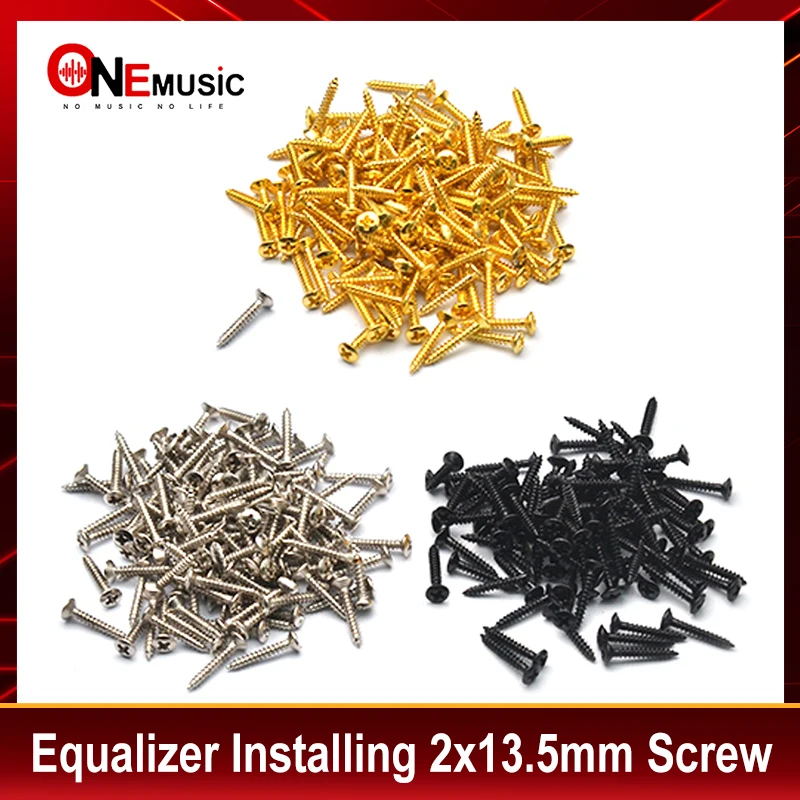 100Pcs Music Instrument Screws 2x12OA for Guitar Equalizer Installing Guitar Screw Black/Gold/Nickel