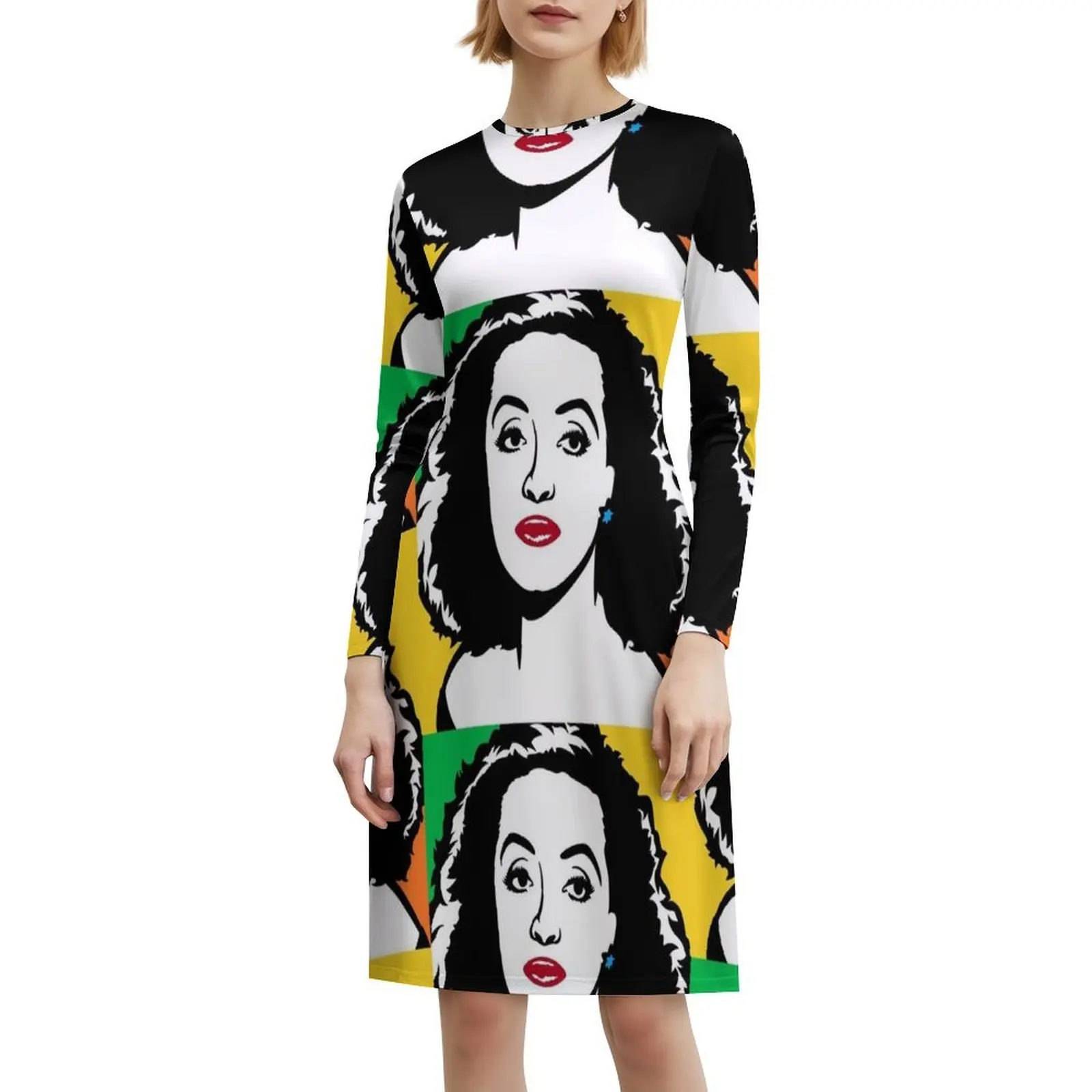 فستان Bette Davis Cartoon Popart بوهيمي بدون أكمام للنساء مطبوع عليه فساتين حفلات الشاطئ Bette Davis Cartoon Popart #6