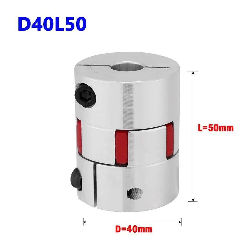 1 Uds 8/9/10/12/12,7/14/15/16/17/18/19/20/22mm D40 L50 D40L50 conector de Motor acoplamiento de ciruela Flexible acoplador de eje CNC