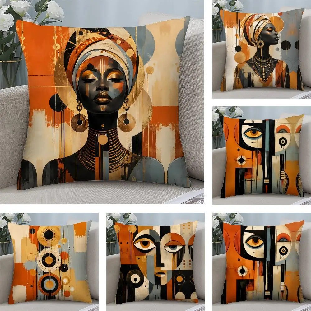 

Abstract Ethnic African Bohemian Cushion Cover Short Plush Double-sided Print Square Throw Pillow Covers Sofa Cushion Decor