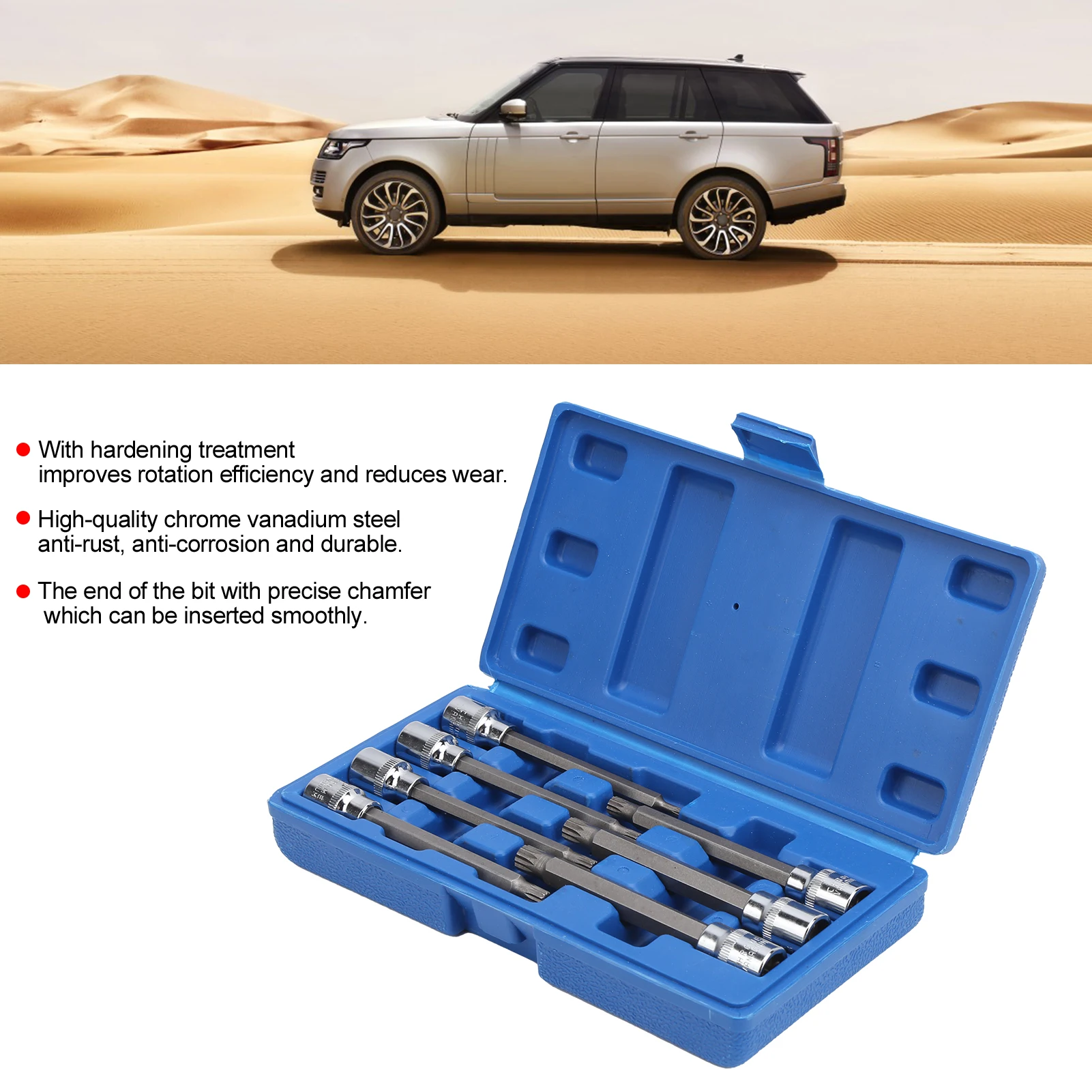 

7pcs/set Extra Long Spline Bit Socket M4-M10 3/8in Square Drive with Toolbox Car Repair Tool