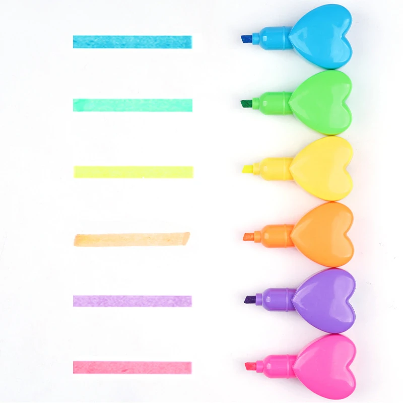 Kawaii mehrfarbige Montage Herz fluor zierende Marker Student Geschenk Briefpapier Stift