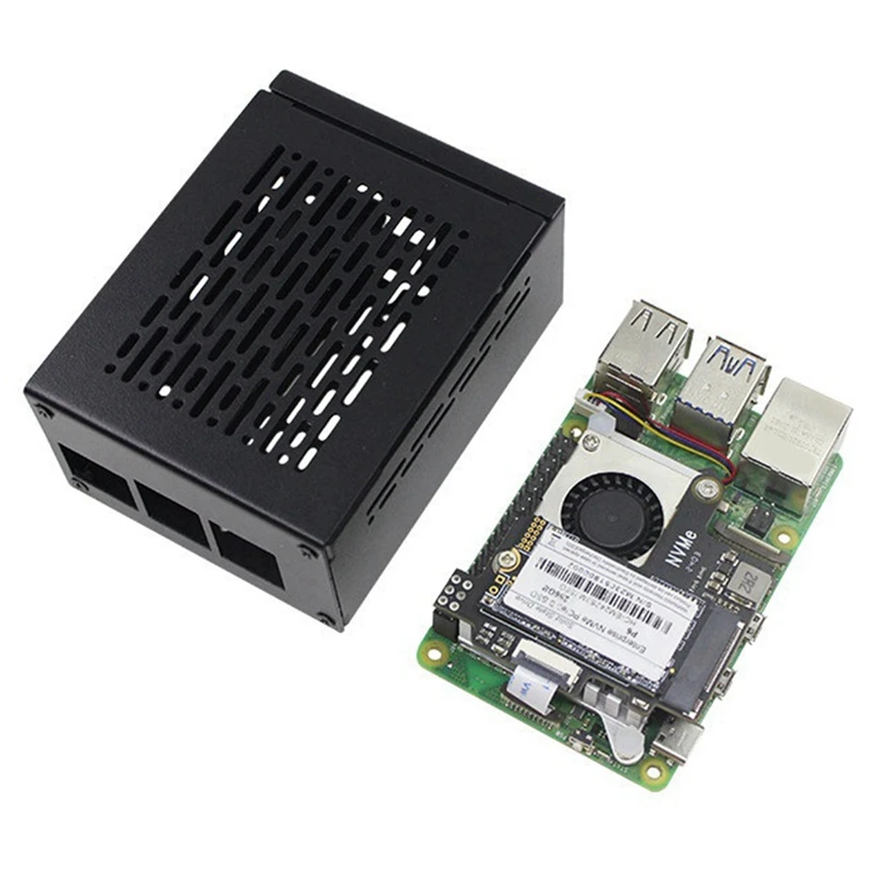 A35Q-For Raspberry Pi 5 Pcie To M.2 Nvme HAT+Radiator+Case For 2242 2230 Nvme SSD Expansion Board SSD Kit