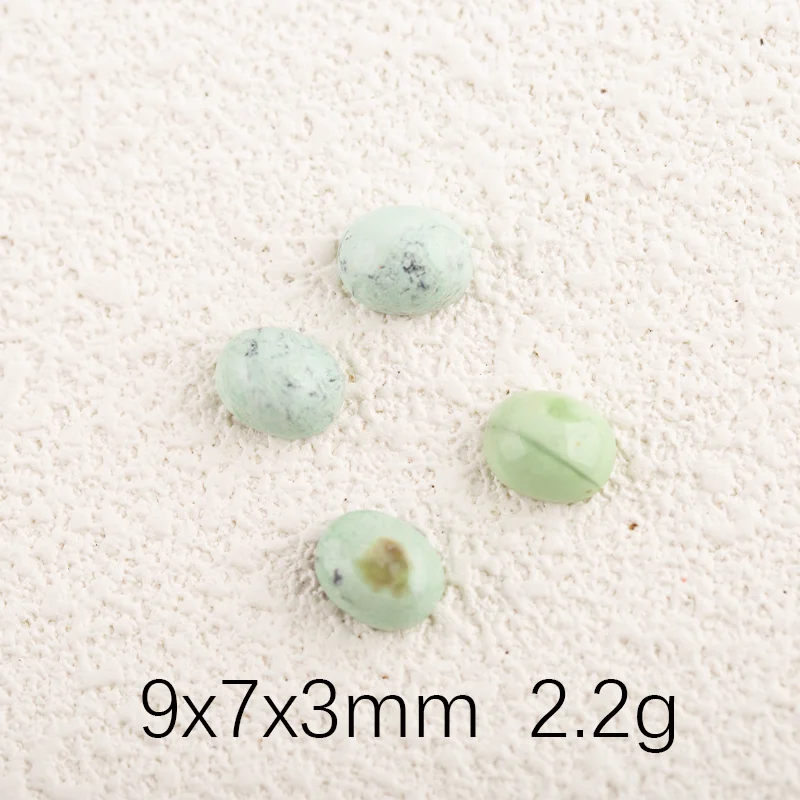 5Pcs Green Turquoise Natural Gemstone Handmade Jewelry 9x7x3mm 2.2g
