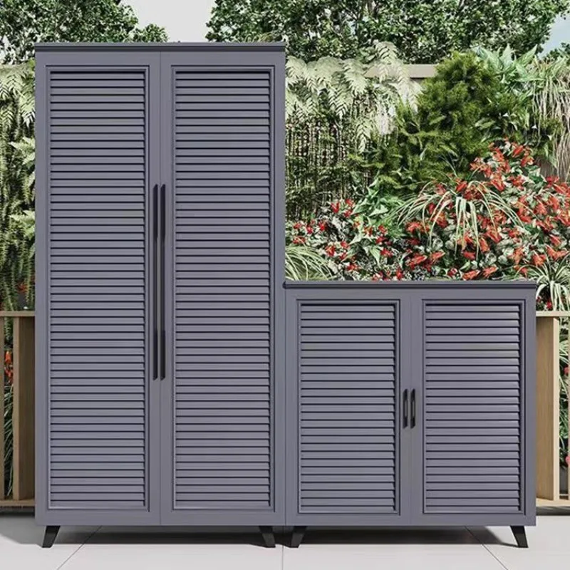 

Уличный шкаф для хранения из алюминиевого сплава, водонепроницаемый и солнцезащитный, многофункциональный, для сада и двора, большой.