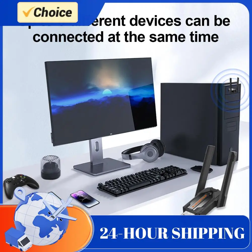 

USB BT Adapter Driver-Free Wireless Dongle Reconnect 7 Devices Simultaneously for Keyboard/Mouse/Headphone/Speakers/Printer