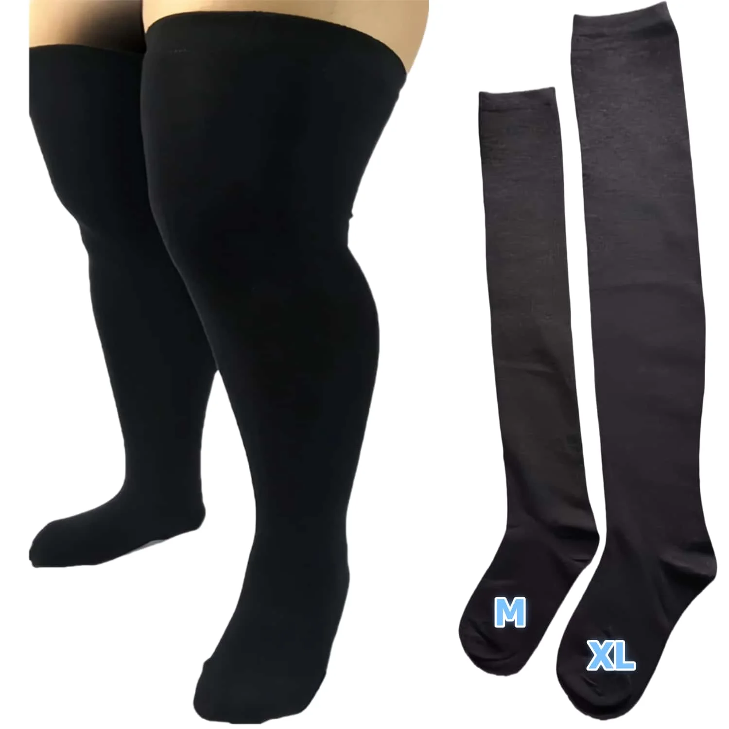 

Plus Size Knee High Socks Shaping Leg Slimming Thigh High Stockings Over Knee Sock for Curvy Full Figure Women (Shaper Effect)