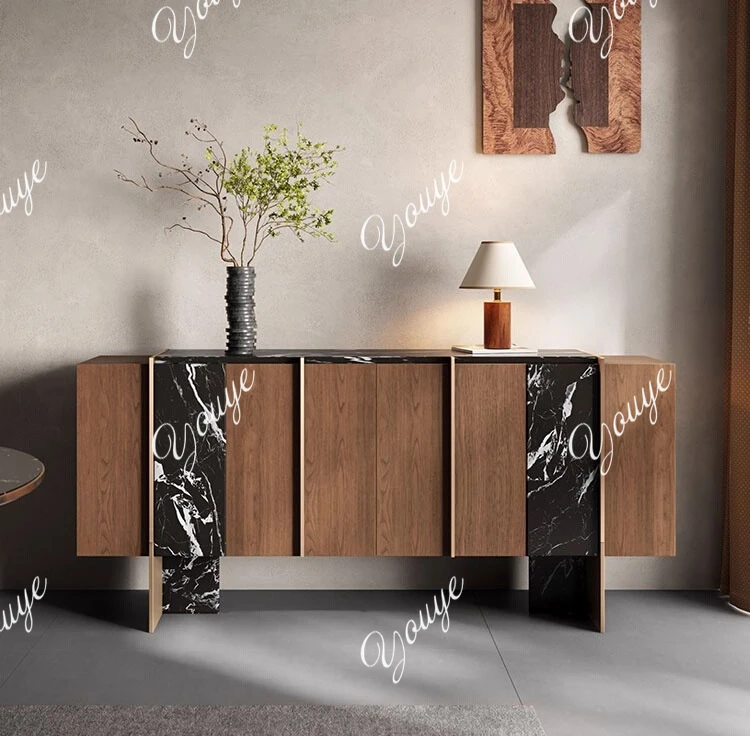 

Средневековый входной шкаф, мраморный обеденный боковой шкаф из цельного дерева, итальянский свет, роскошная вилла, роскошный вход, высококачественный боковой шкаф