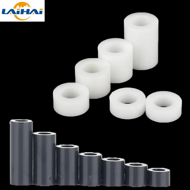 

20/ 50pcs M3 M4 M5 M6 M8 White/ Black ABS Non-Threaded Spacer Round Hollow Standoff Washer PCB Board Spacer length 2 to 25mm