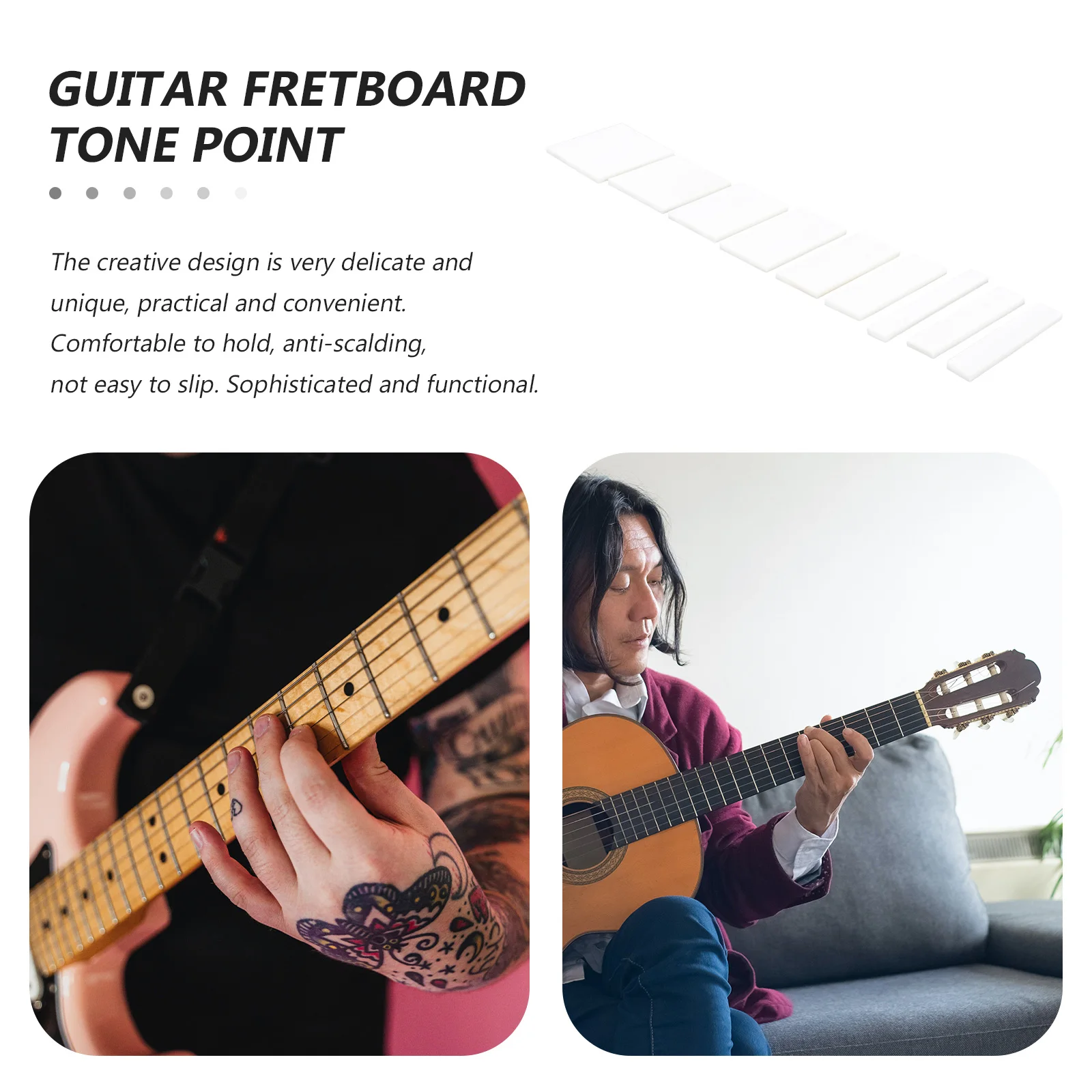 

Fingerboard Inlay Sound Points Fretboard Accessories Blocks for Guitar Mosaic Strips Dots White Parts