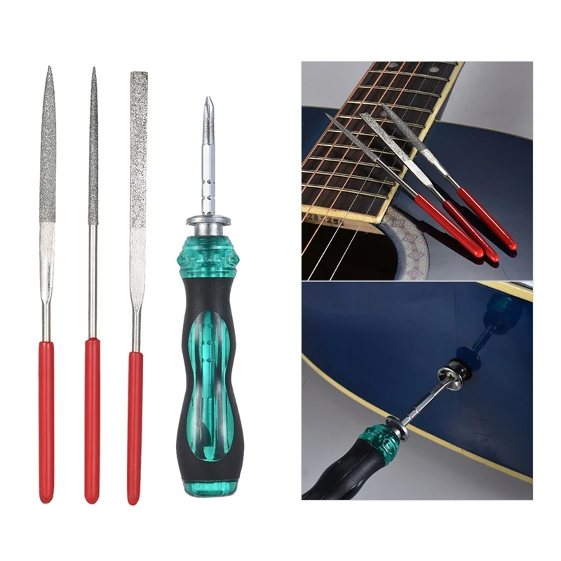 Guitar Repairing Maintenance Cleaning Tool Includes String Ruler Gauge Measuring Tool Wrench Set Carry Bag E56D