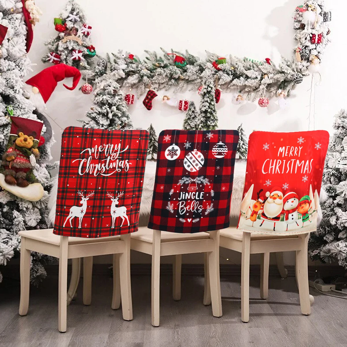 Santa Claus Merry Christmas Chair Cover Christmas Decoration For Home 2023 Navidad Xmas Gifts Ornament Happy New Year 2024