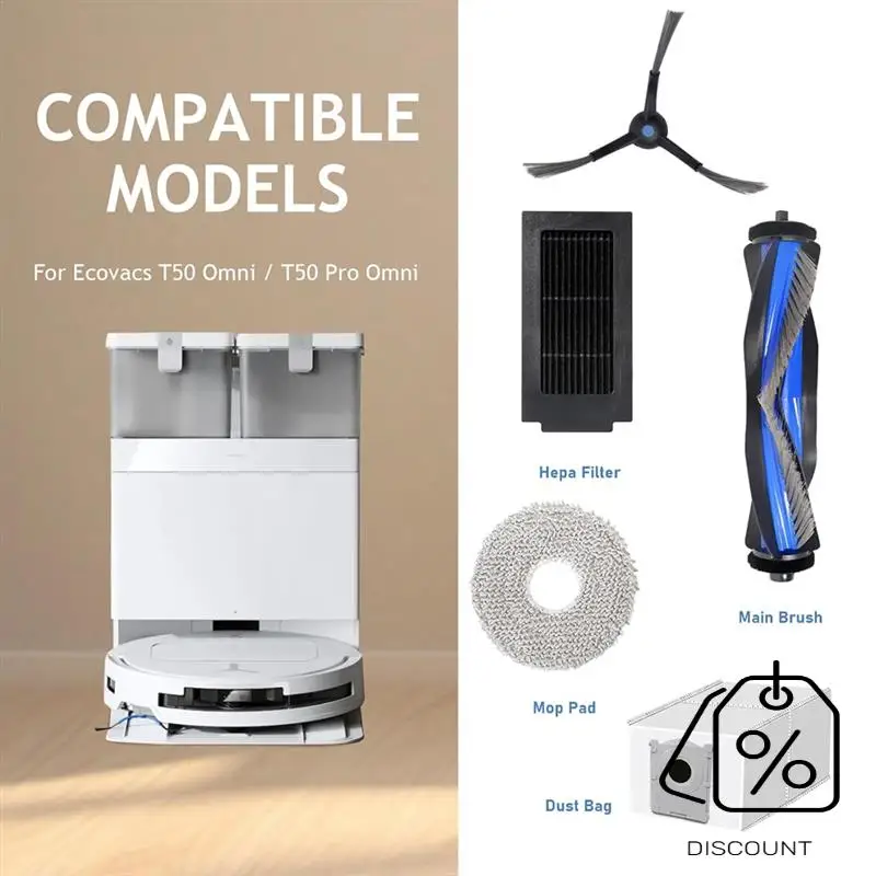 Запасная часть ABKR для Ecovacs T50 Pro Omni/T50 Omni/T50 Max/T50 Max Pro/T50 Pro, аксессуары для роботов-пылесосов