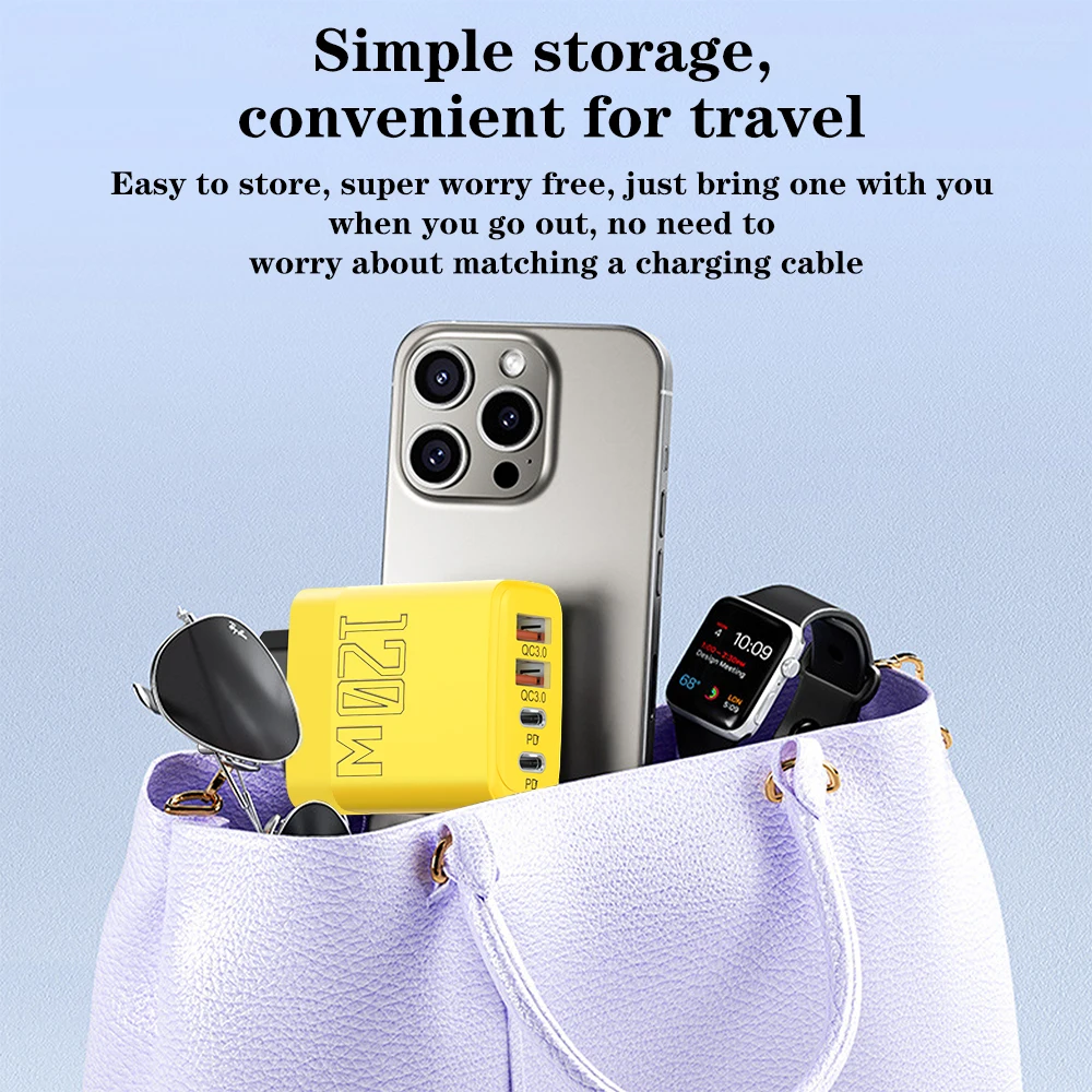 120 واط 4 ميناء شاحن يو اس بي نوع C شحن سريع شاحن محول الطاقة متعدد ميناء شحن سريع 3.0 الاتحاد الأوروبي/الولايات المتحدة/المملكة المتحدة التوصيل السفر الجدار شاحن #5