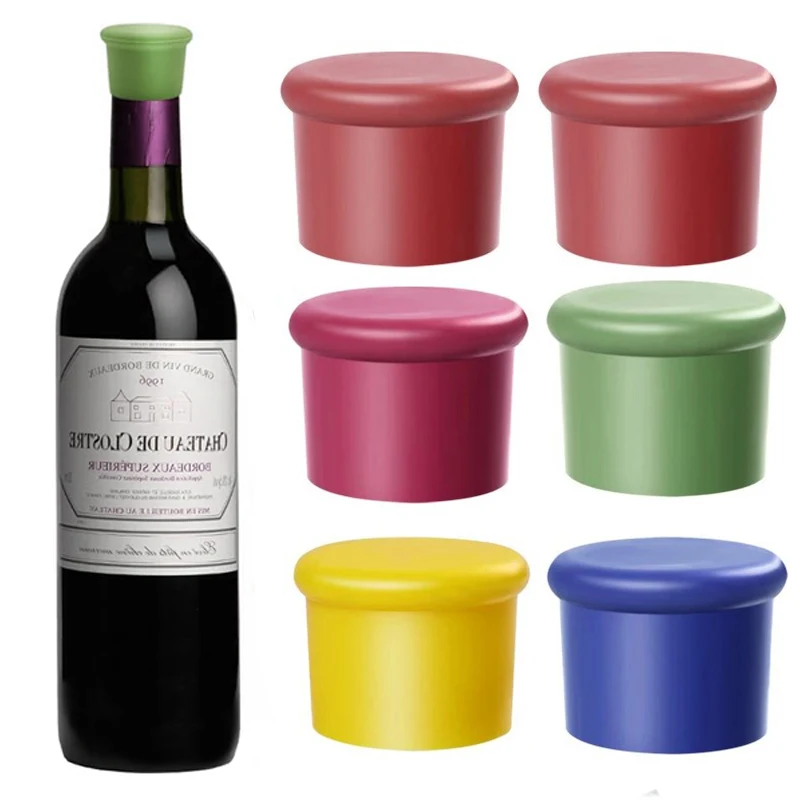 Tapones de vino reutilizables, tapones de silicona para copa de vino, bebidas, cerveza, champán, botellas de cocina, accesorios duraderos para Bar, 1/5 Uds.