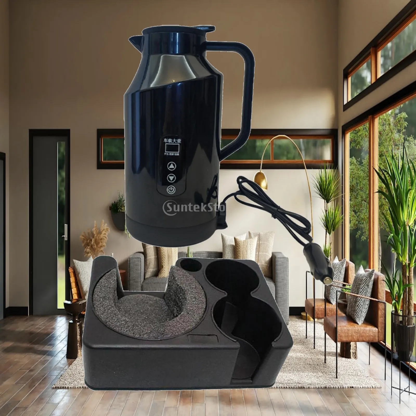 Car Heating Drinking Cup Travel Kettle 1400ml Sealed Kettle Cover Stainless Steel for Heating Coffee Milk Tea Multifunctional