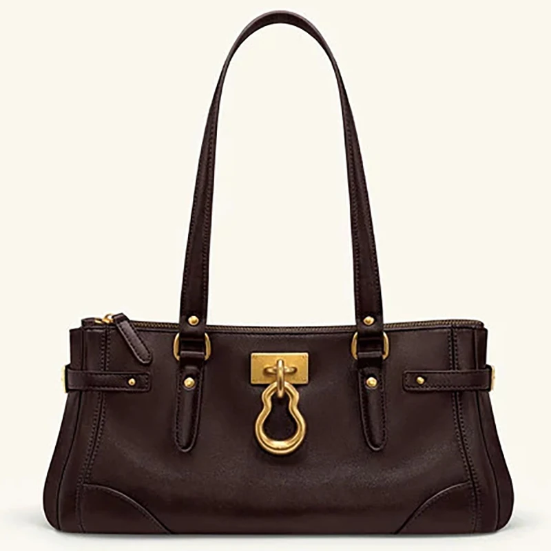 

Fashionable and versatile long tote bag with gourd decoration motorcycle style armpit bag commuting bag