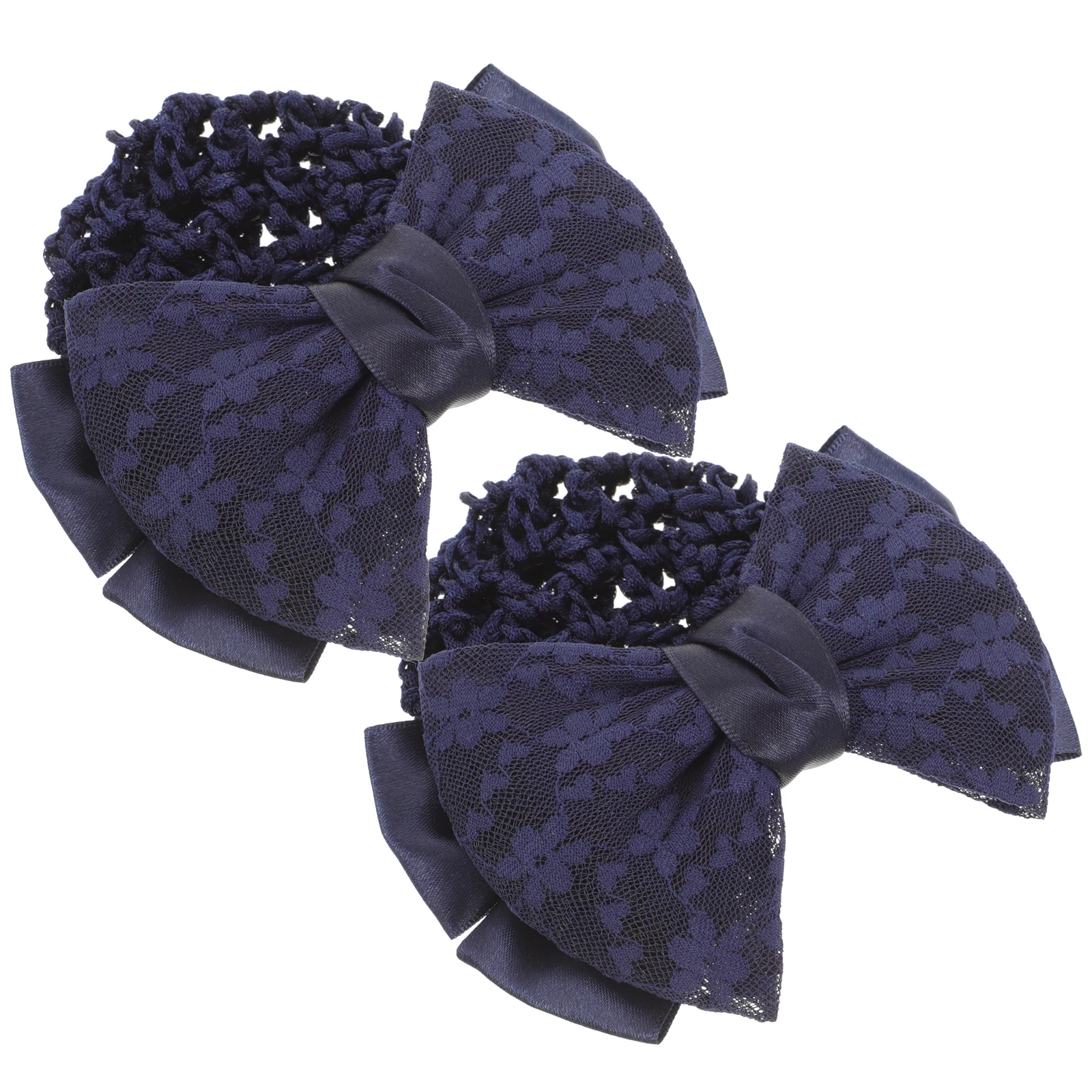

2 Pcs Women Hair Snood Elastic Clips Bun Nets Pins Head Flower Occupational Jewelry Professional Office Wear Hot Weather