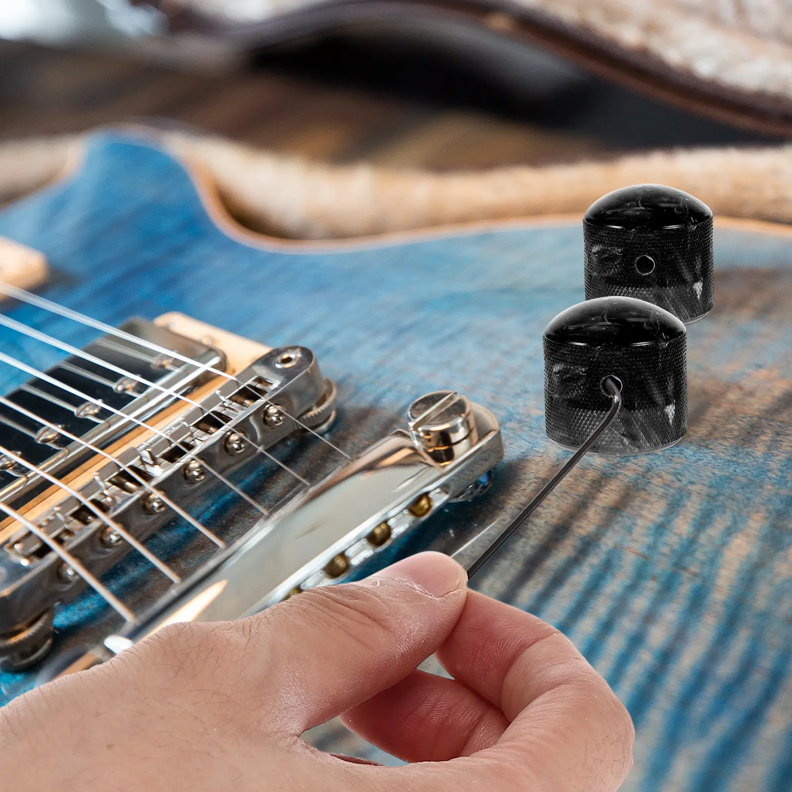 

1Set Electric Guitar Potentiometer Knobs Plastic Rotary Replacement Control Parts Volume Tone Dome Knob Wrench Accessories