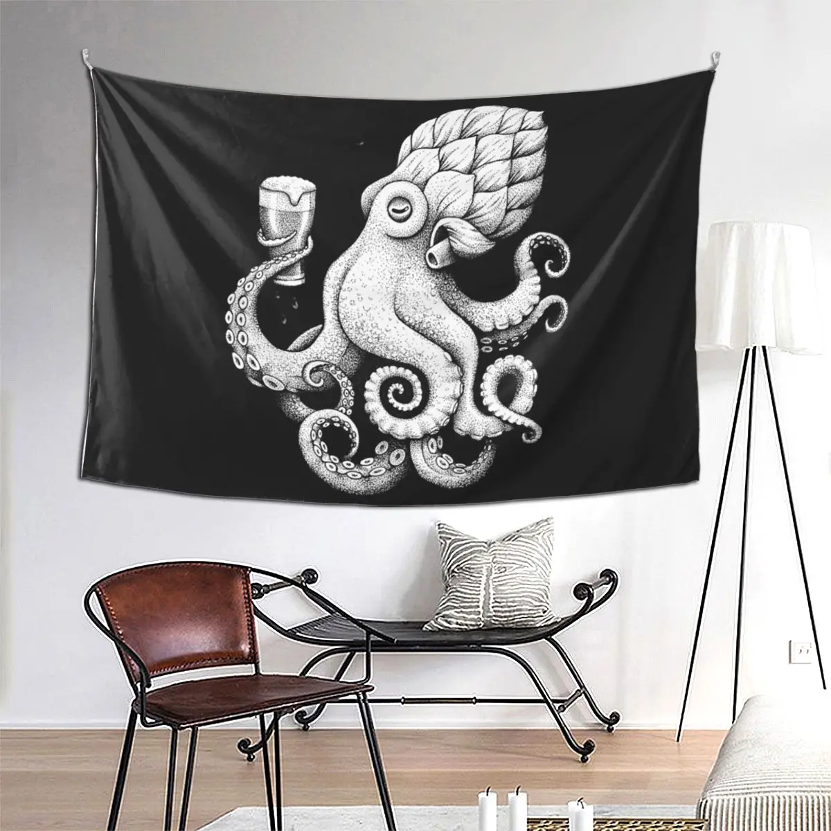 

Hoptopus пиво пьет осьминог гобелен забавный настенный эстетический домашний декор гобелены для гостиной спальни общежития