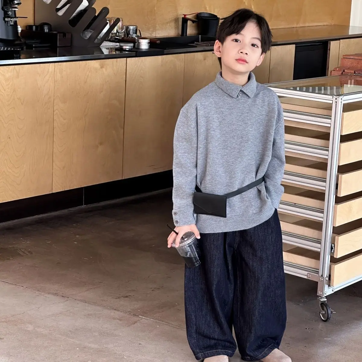 Boys Knitted Sweater Pullover Spring Autumn Winter Korean Style Casual Top Kids Fashion Long Sleeve Shirt