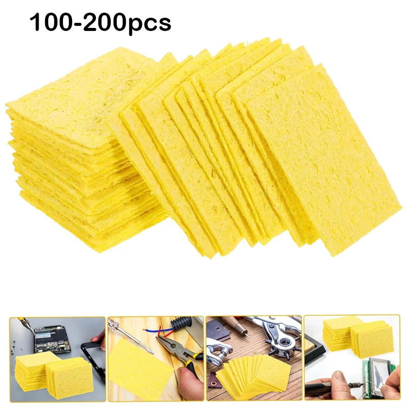 

Soldering Iron Tips Cleaning Sponge 50-200pcs Yellow High Temperature Resistant Spong for Electric Soldering Iron