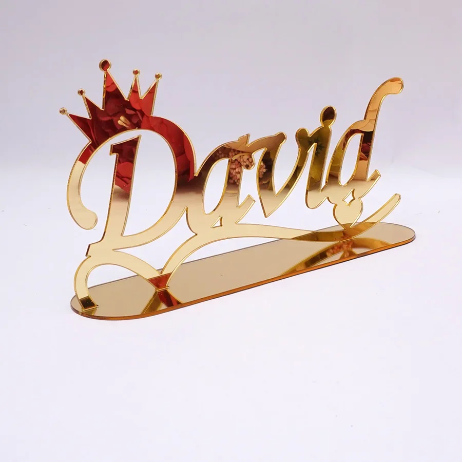 

Personalized Table Decoration Custom Groom Bride Standing Name Sign Crown Wave Design Birthday Party Favors Decor Gifts