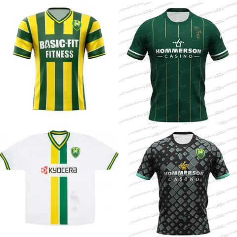 Dutch Retro Sports Jersey T-Shirt Ado Den Haag Striped Checkered Printed Football Jersey Short Sleeved Fitness Tee Men'S Top