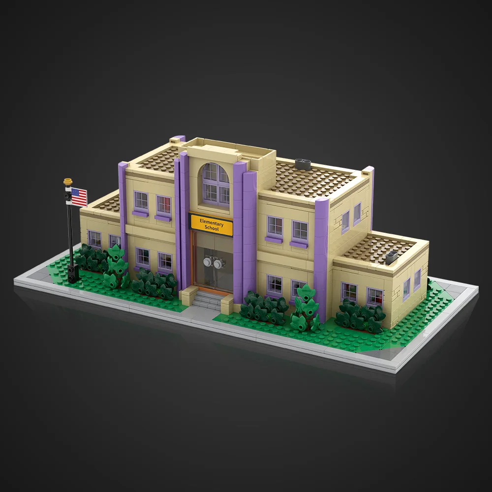 MOC Springfield Elementarys School Building Blocks Negozio di carte da baseball Talpa Taverna Mattoni Giocattolo assemblato per regalo per bambini