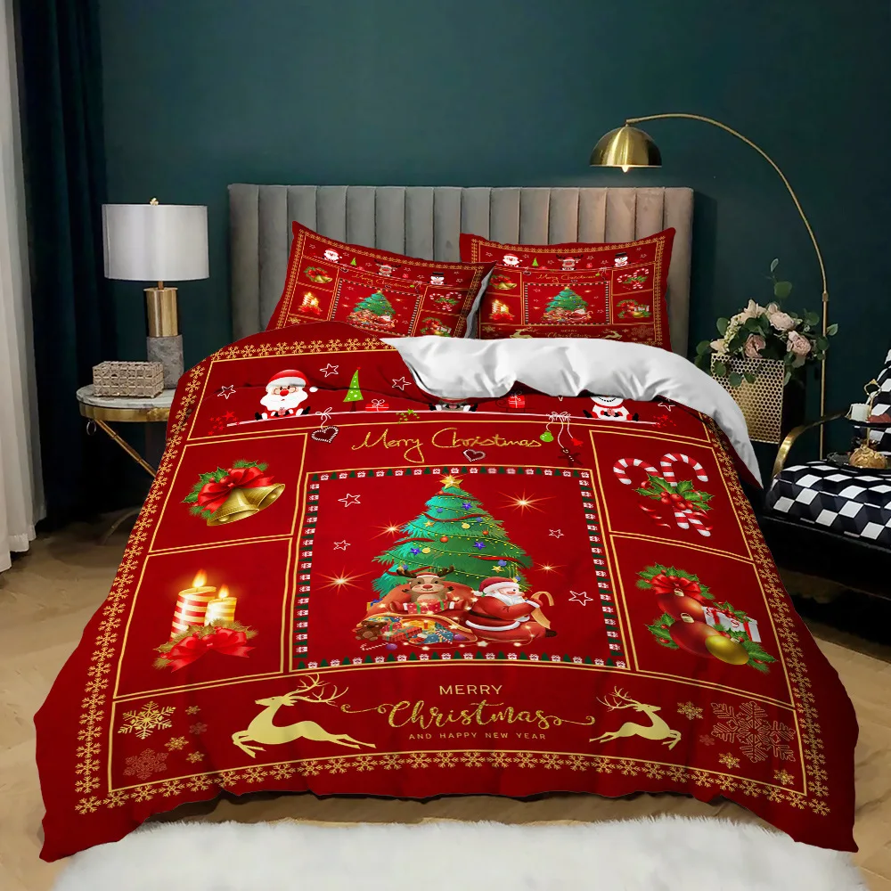 Merry Christmas Bedding Set Duvet Cover Set 3D Bedding Set Digital Printing Queen Size Bedding Set Fashion Design Christmas Gift