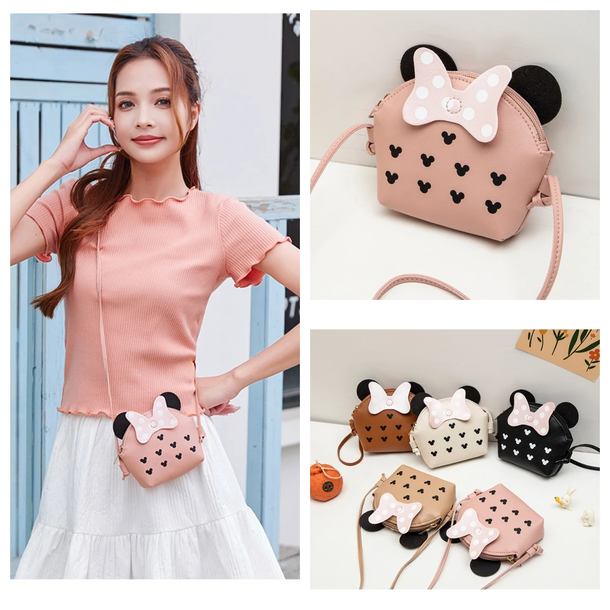 

Милые сумки через плечо для девочек, детский кошелек, кошелек для монет, милая сумка на плечо с бантом из мультфильма, детский мешочек для монет, сумки на плечо с бантом