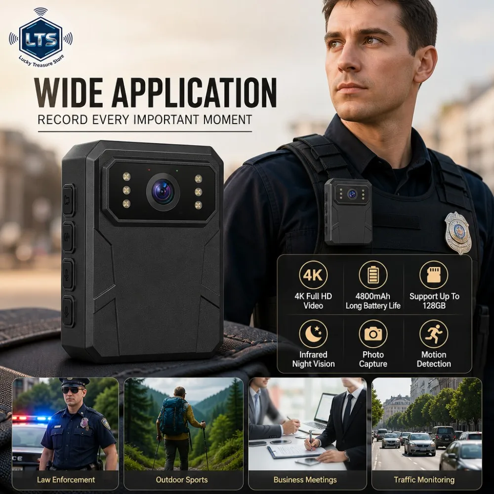 Mini-Körperkamera Full HD 4K Tragbare Nachtsicht-Videorekorder Polizeikamera Strafverfolgungsrekorder DV BodyCam – Detail 3
