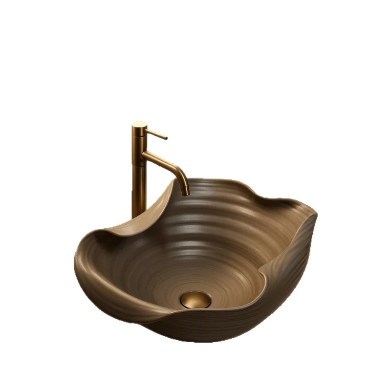 

Bathroom industrial wind ceramics special design special-shaped dark gray countertop basin wash basin sink