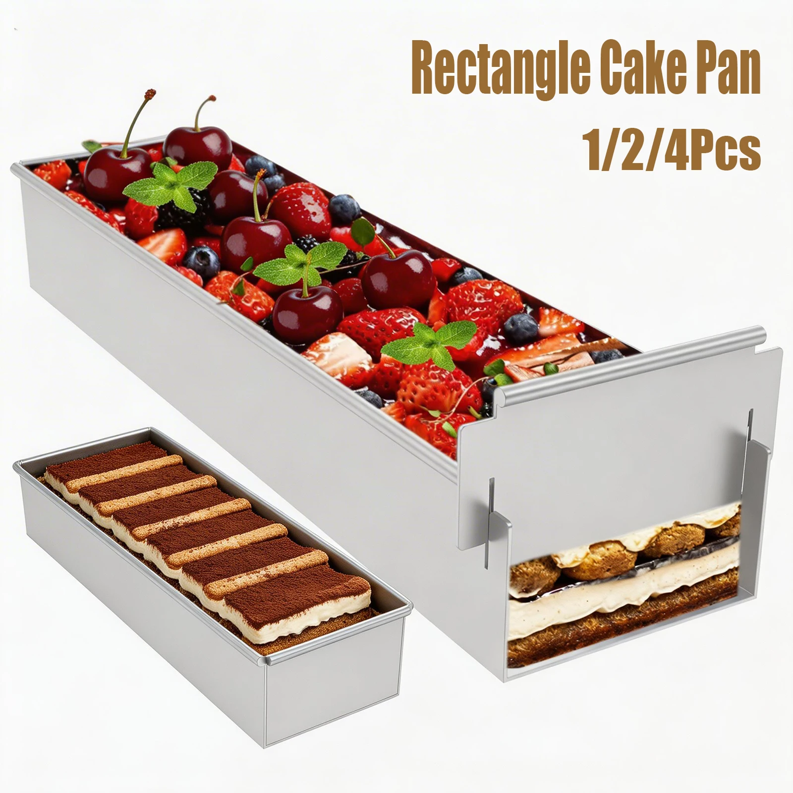 Molde rectangular para pastel, aleación de aluminio, tiramisú, moldes para hacer postres, molde para tarta de queso, molde para pan, herramienta para hornear, accesorios de cocina