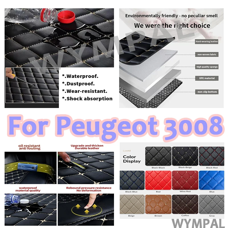 

Роскошный кожаный автомобильный коврик для Peugeot 3008 2013 2014 2015 2016 2017, автомобильный коврик, полный комплект, водонепроницаемые защитные подушечки